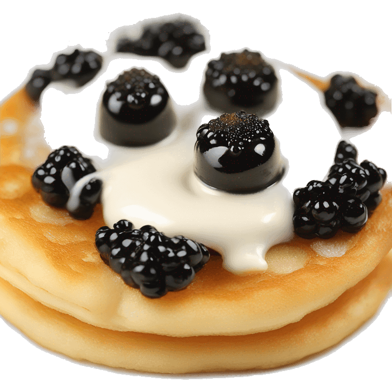 Caviar on blinis with creme fresh emoji