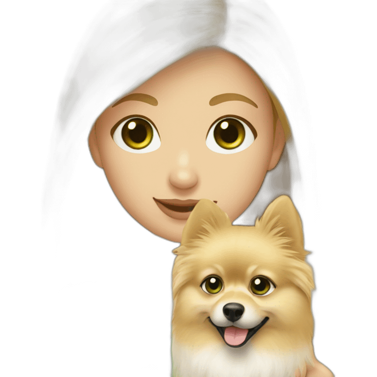 blond-hair-girl-with-green-eyes-petting-pomeranian emoji