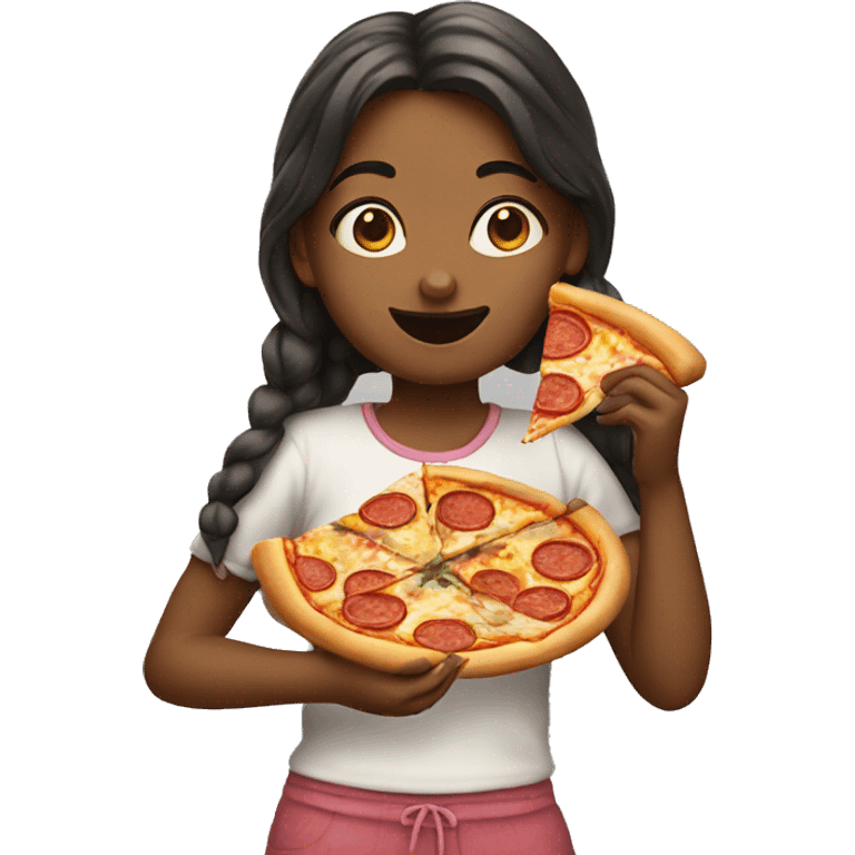 Girl eating pizza emoji