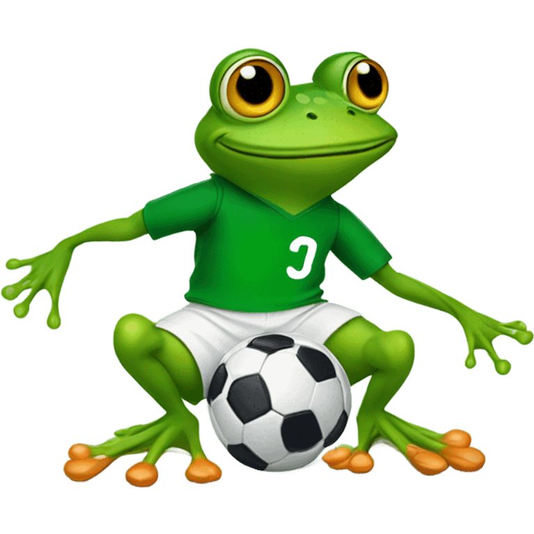 Frog doing soccer emoji