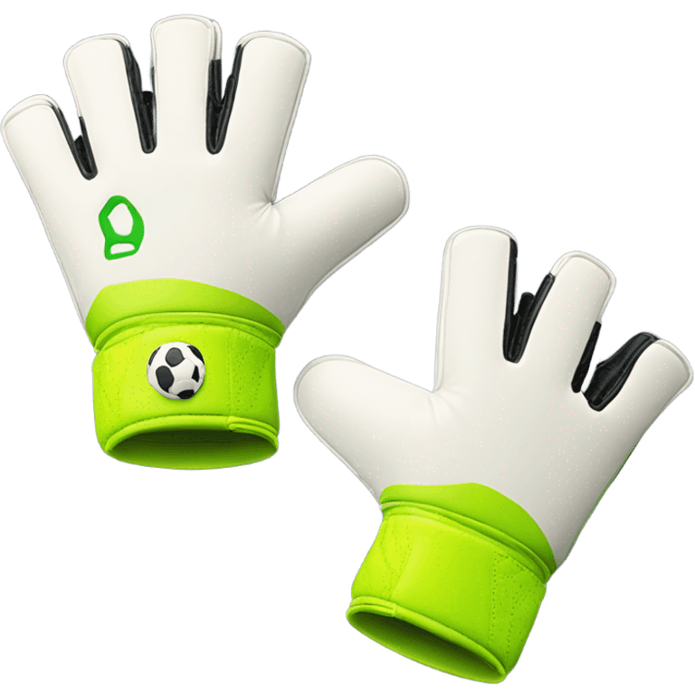 An emoji of a pair of goalkeeper gloves, slightly open, with a sporty design and padded palms, ready to catch a soccer ball emoji