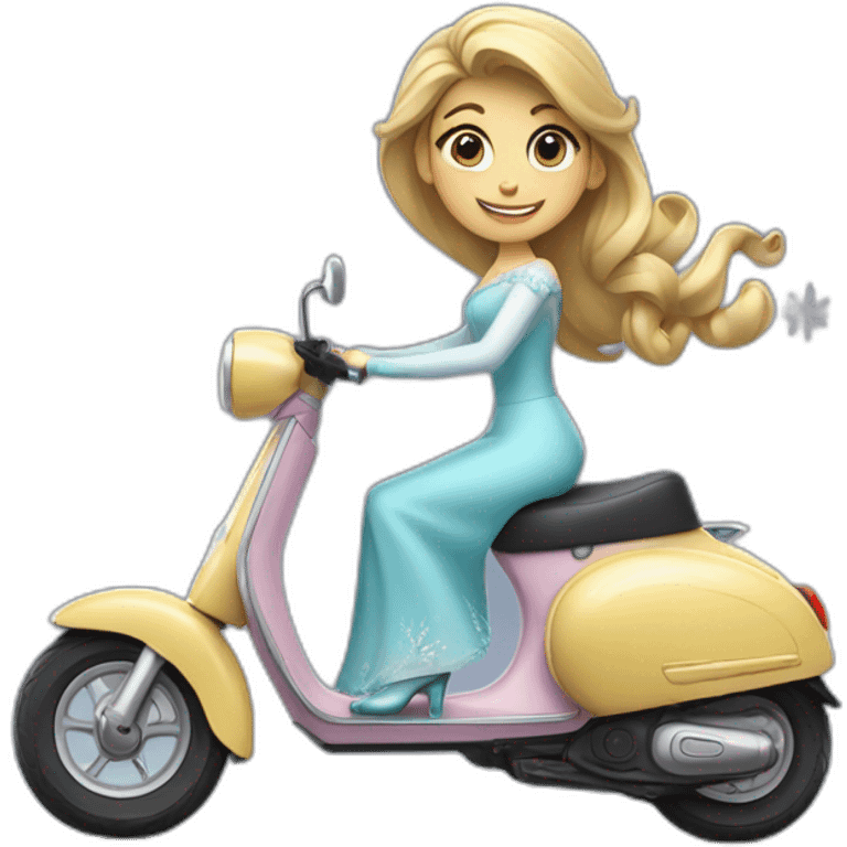 La reine des neiges sur un scooter emoji