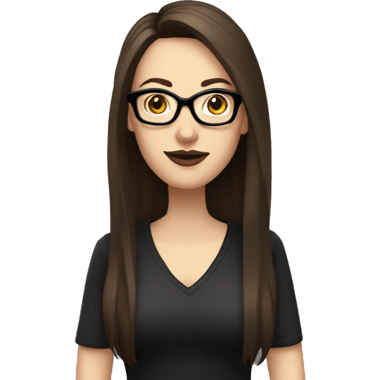 Caucasian-Mum-woman-goth-long-straight-brown-hair-standing-wearing-glasses-plus-size emoji