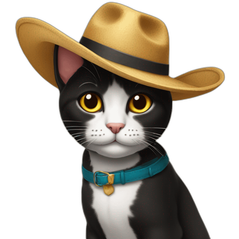 Gato negro con sombrero cordobés emoji