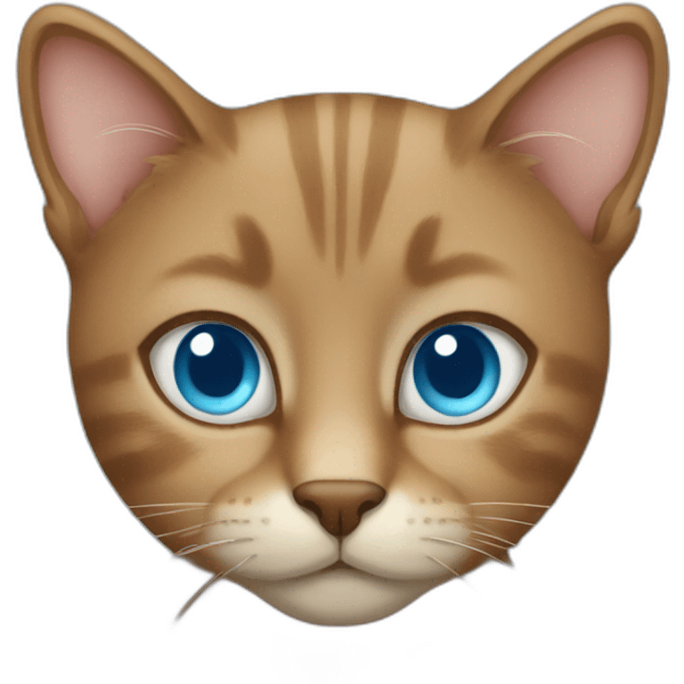 A brown cat with light blue eyes emoji