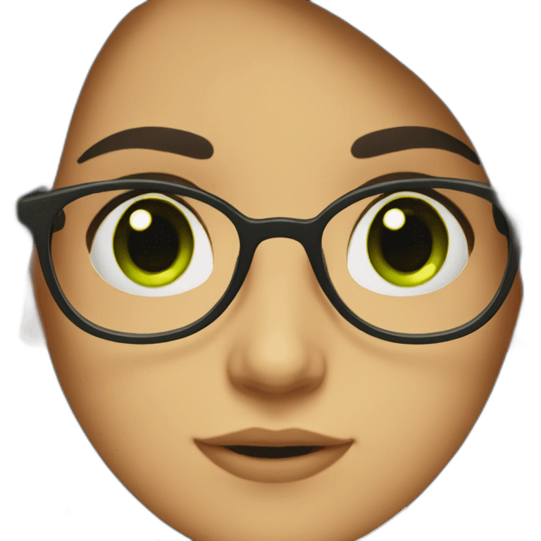 a girl with dark hair and green eyes in glasses emoji