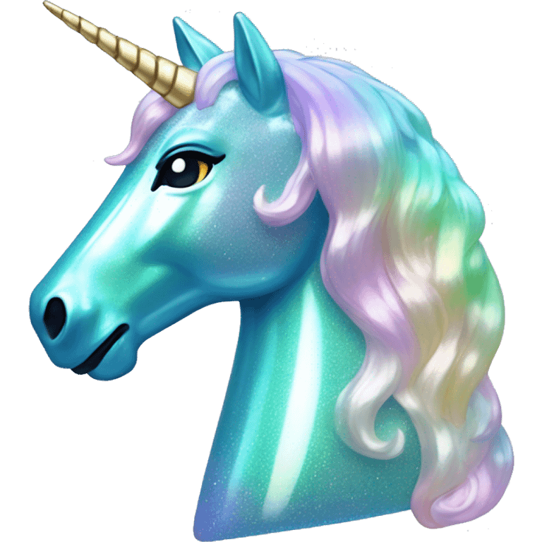 Sparkly glossy Pastel iridescent glass unicorn emoji