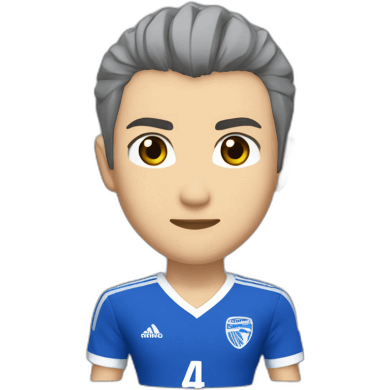 nagi seishiro from blue lock withe short hair,grey eyes blue soccer jersey with write team v 11 emoji