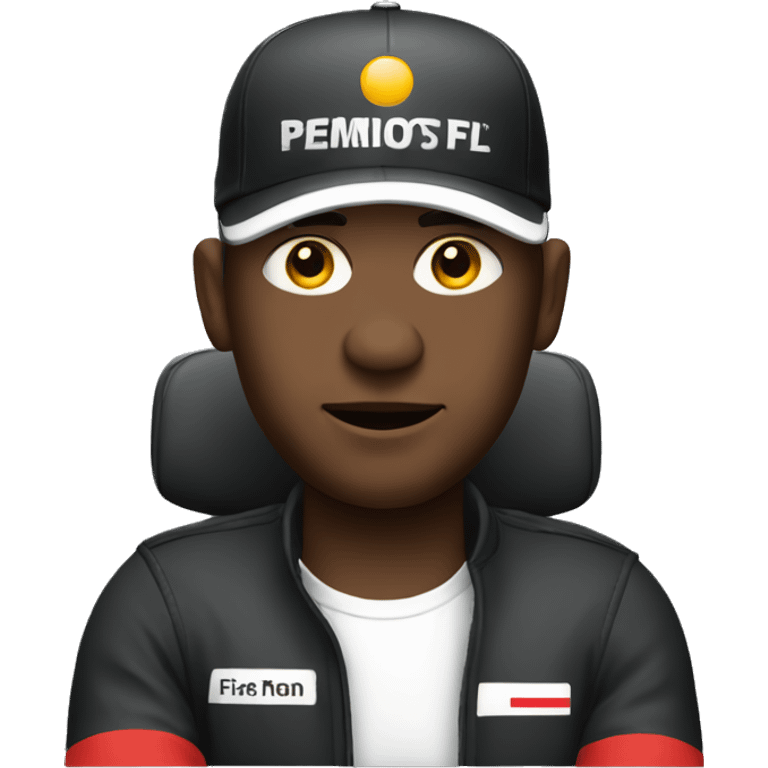 F1 black man driving car emoji