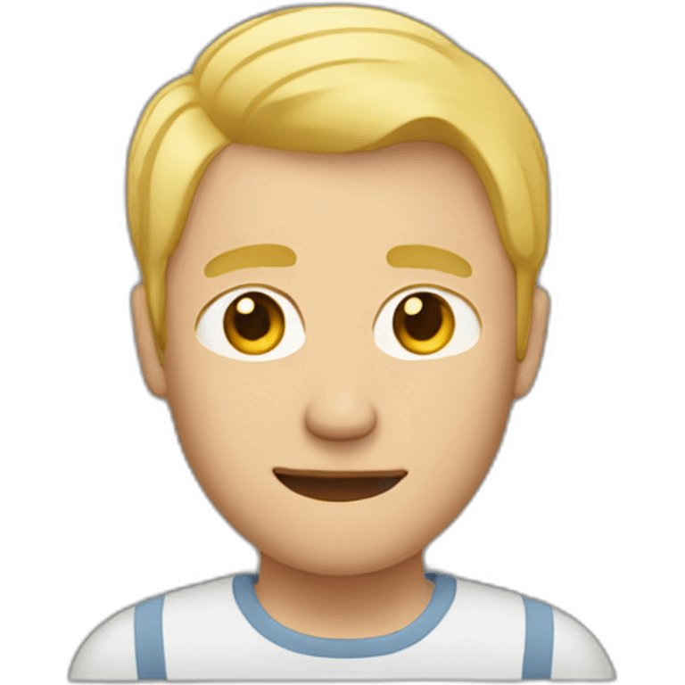 man with receding blonde hair holding iphone emoji