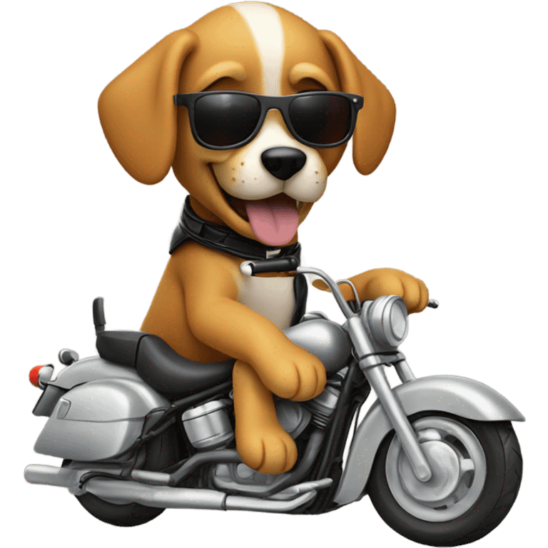 Dog with sunglasses riding a motorcycle  emoji