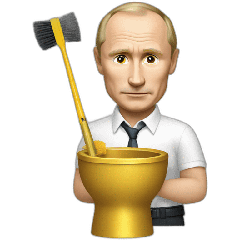 Putin with a golden toilet brush in hand emoji