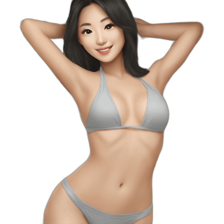 Sexy soft-fit wasian woman bikini (beach body) bed emoji