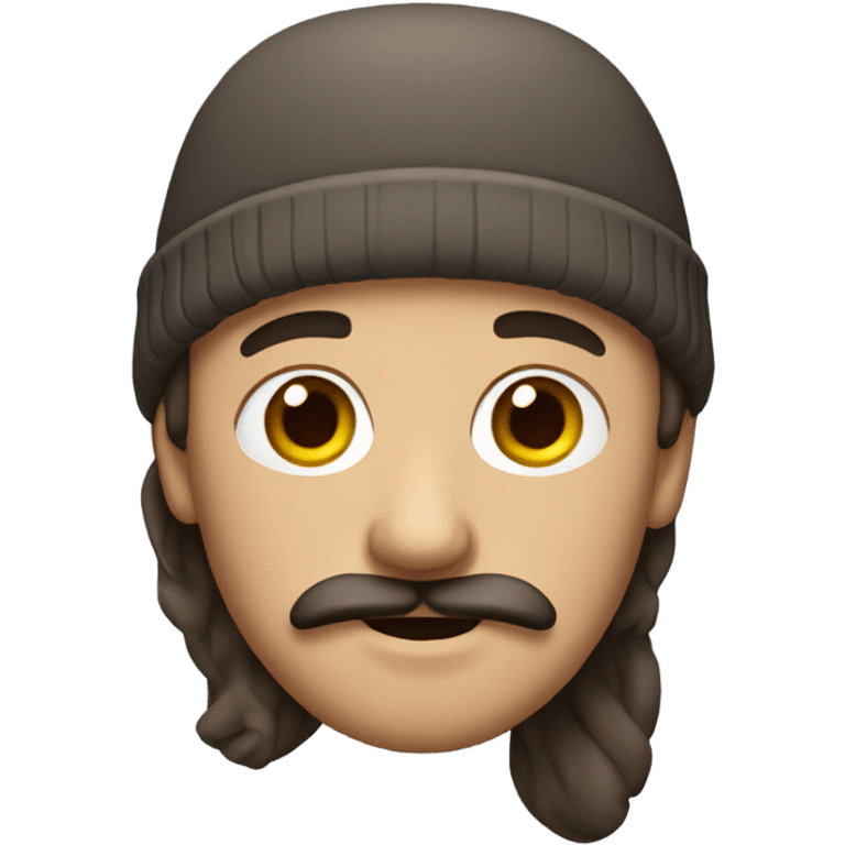 man with mustache, brown hair and a beanie on emoji