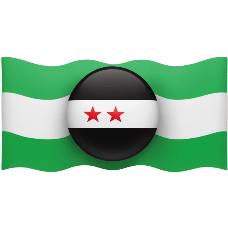 syrian flag emoji for apple, with 3 horizontal stripes colored green, white, and black, with 3 red stars in the midd emoji