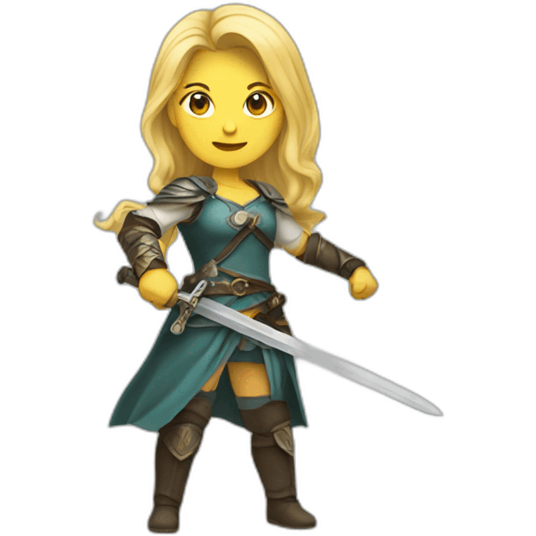 Woman blonde with sword emoji