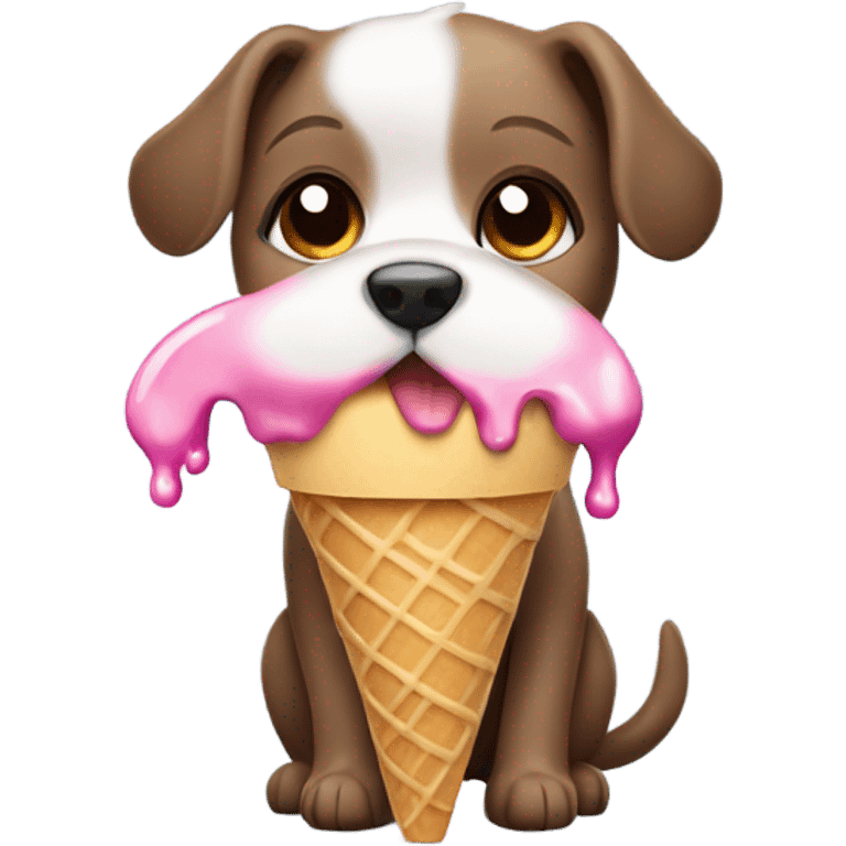 Cute dog eating ice cream in the rain emoji