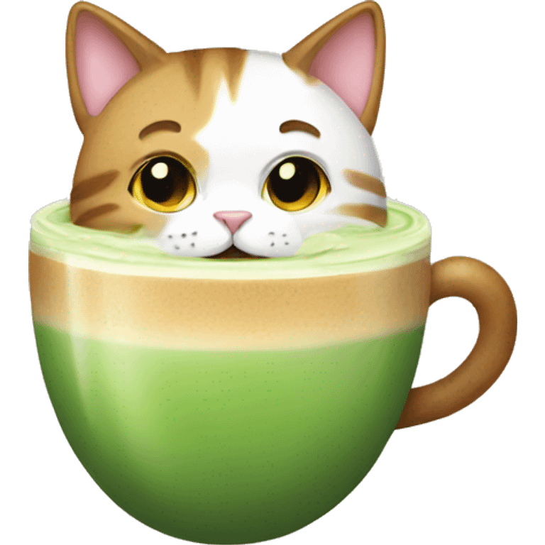 Cat with matcha latte  emoji