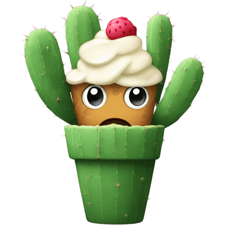 Cactus eating ice cream  emoji