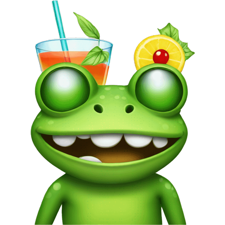 frog with cocktail and glasses  emoji