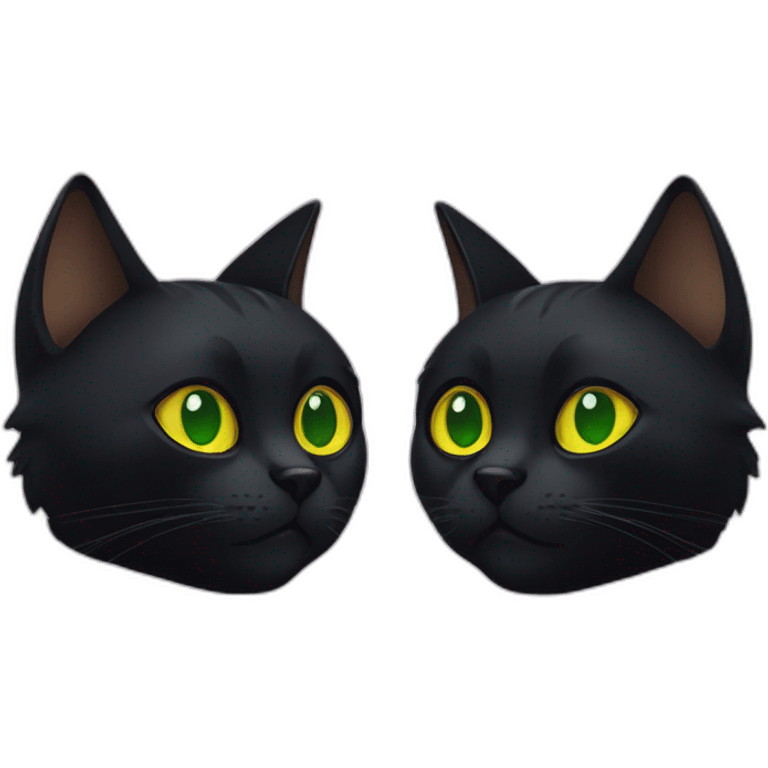 Black Cat with Green eyes next to black cat with yellow eyes emoji