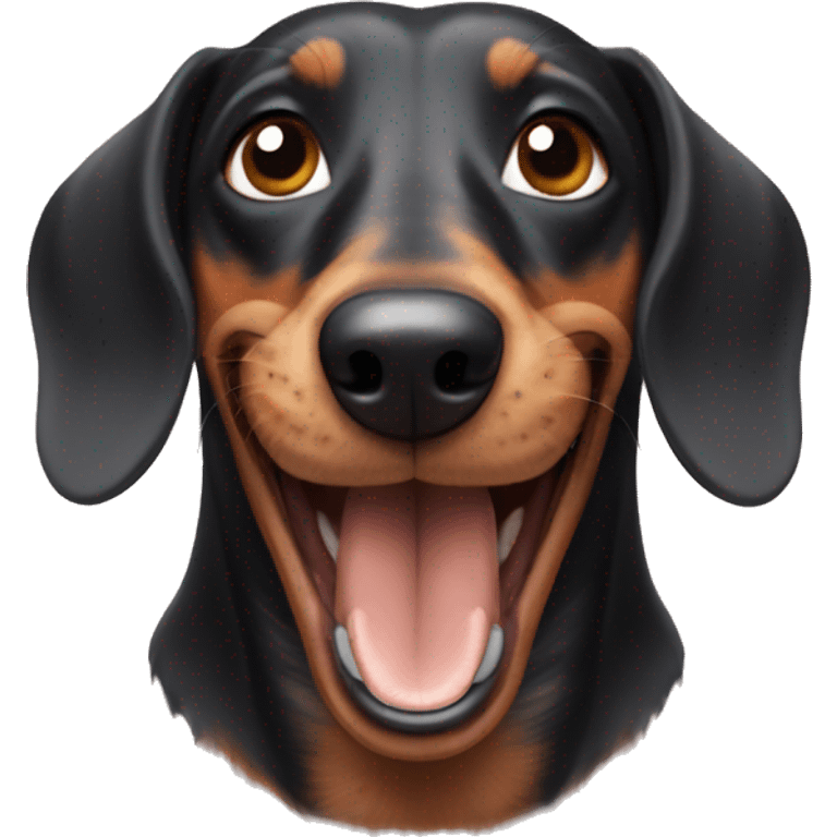 Dachshund with human teeth emoji