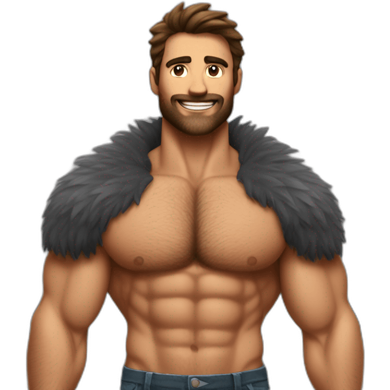 Emoji muscled hairy man proud emoji