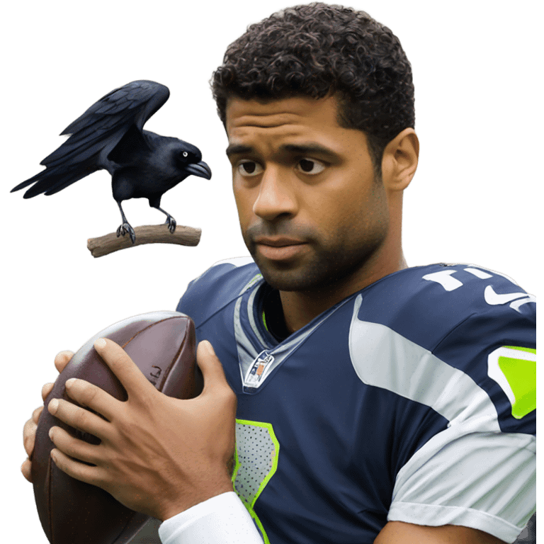 Russell Wilson holding a raven emoji