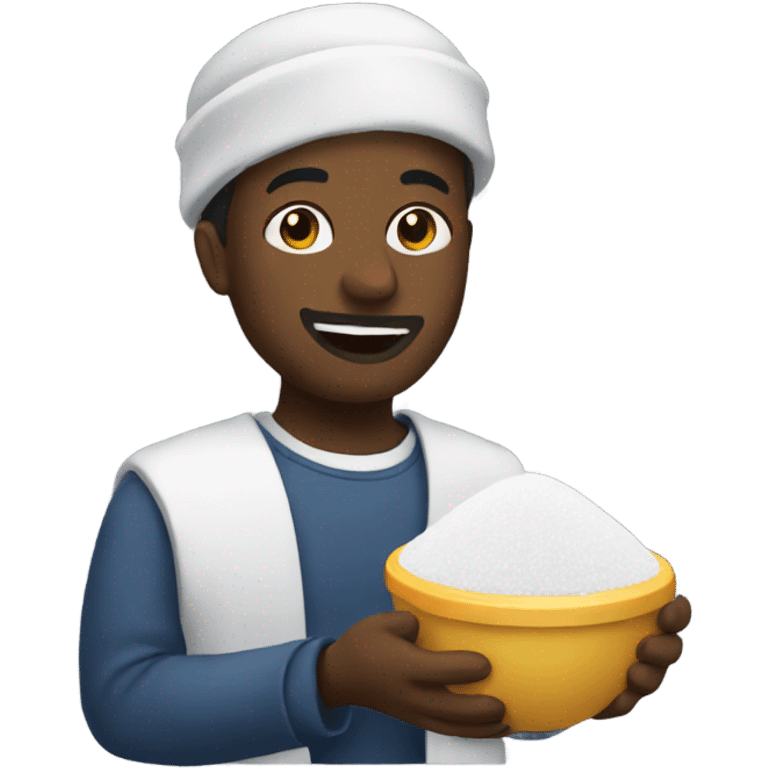 Black man holding powdered salt  emoji