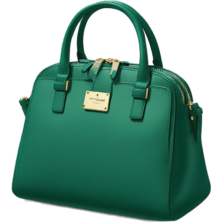 Realistic isolated emerald green kate spade satchel purse.  emoji