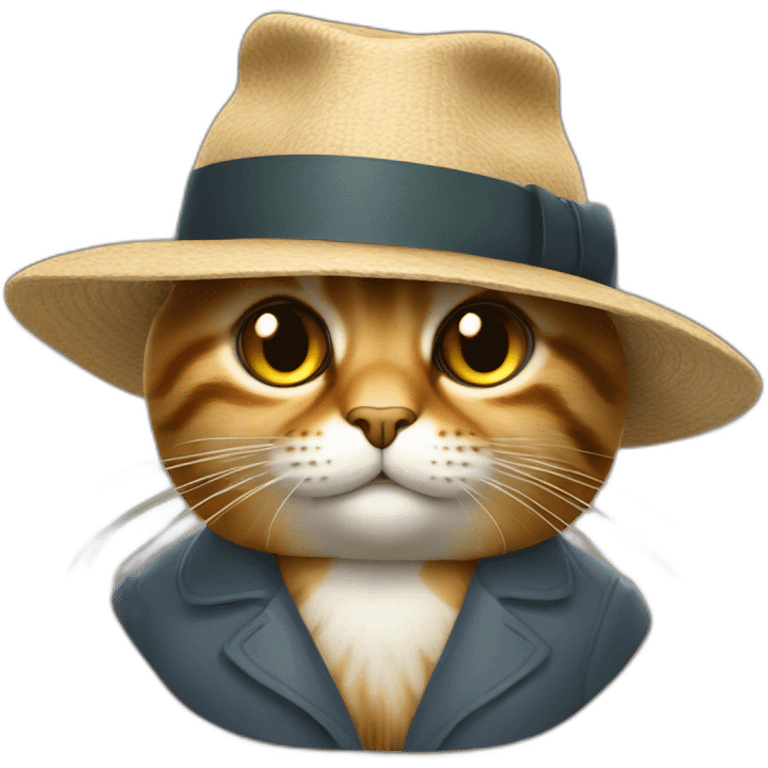 un chat avec un chapeau caca sur la tête emoji