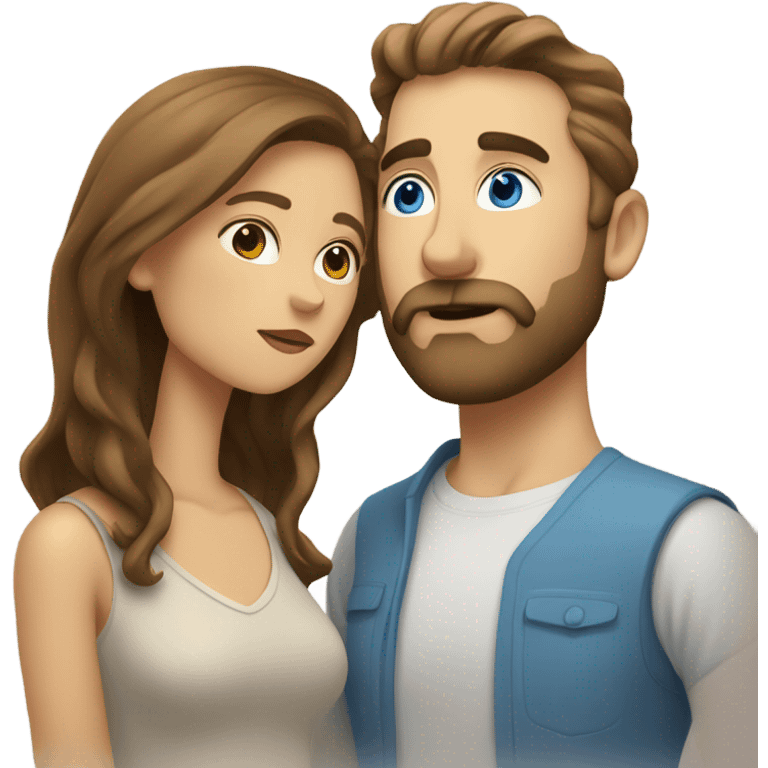 White bearded man with blue eyes kissing tan woman with brown hair emoji