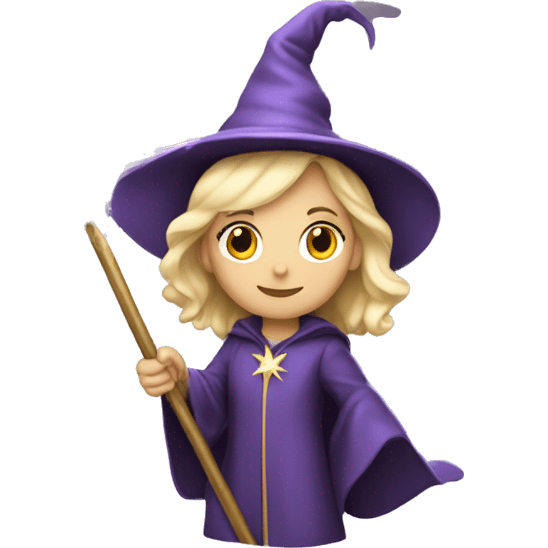 Blonde female wizard with iridescent star wand emoji