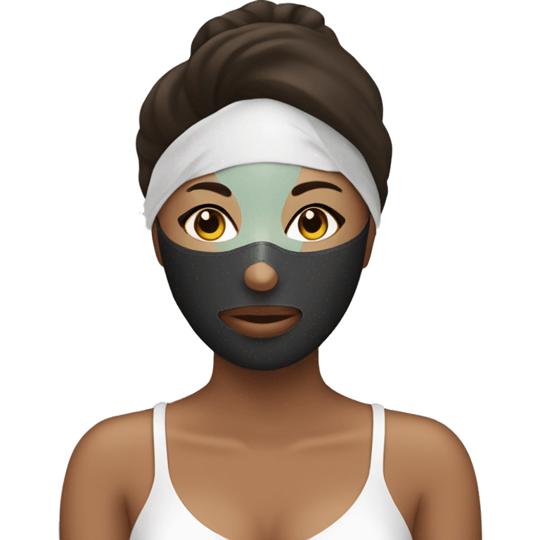 Lady with face mask spa beauty full face relaxing emoji