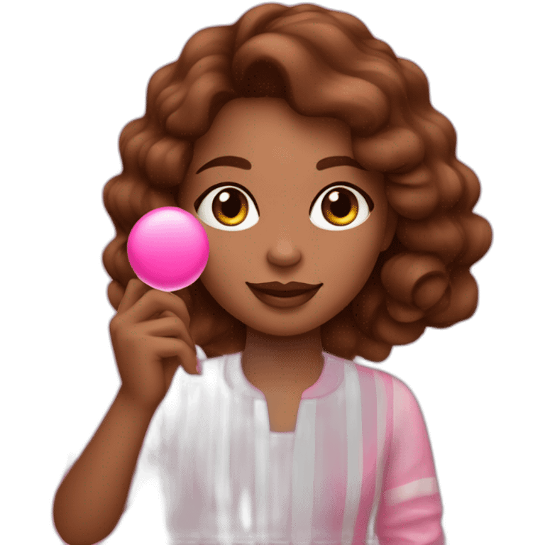 brown-haired girl holding pink payot cosmetics in her hand emoji