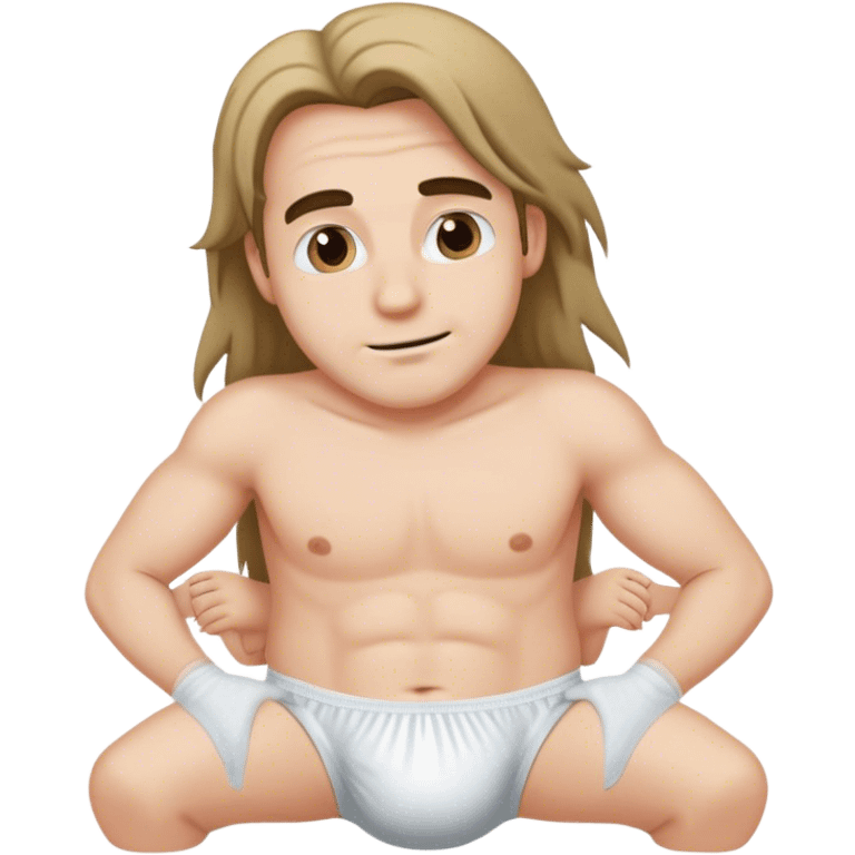 Man with long hair and in an adult diaper emoji