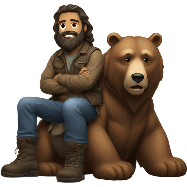 Bearded Man riding a bear emoji