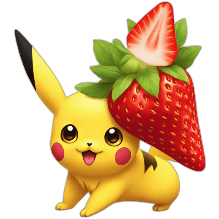 Pikachu with a strawberry hat emoji