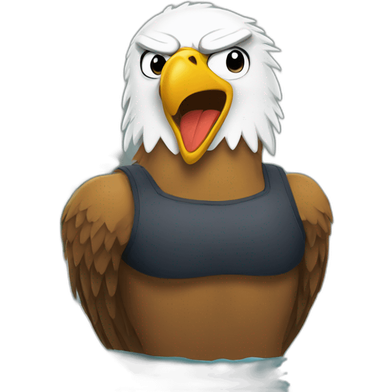 angry eagle in a swimming pool emoji