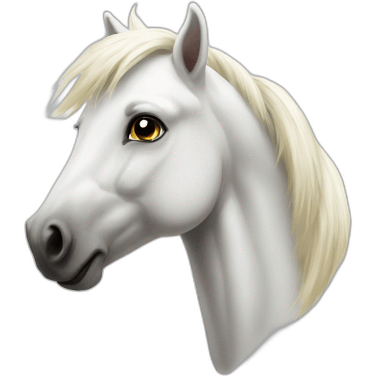 Realistic white happy pony emoji