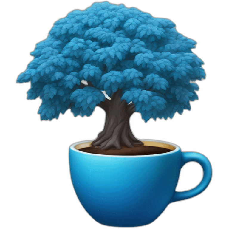 blue tree with coffee emoji