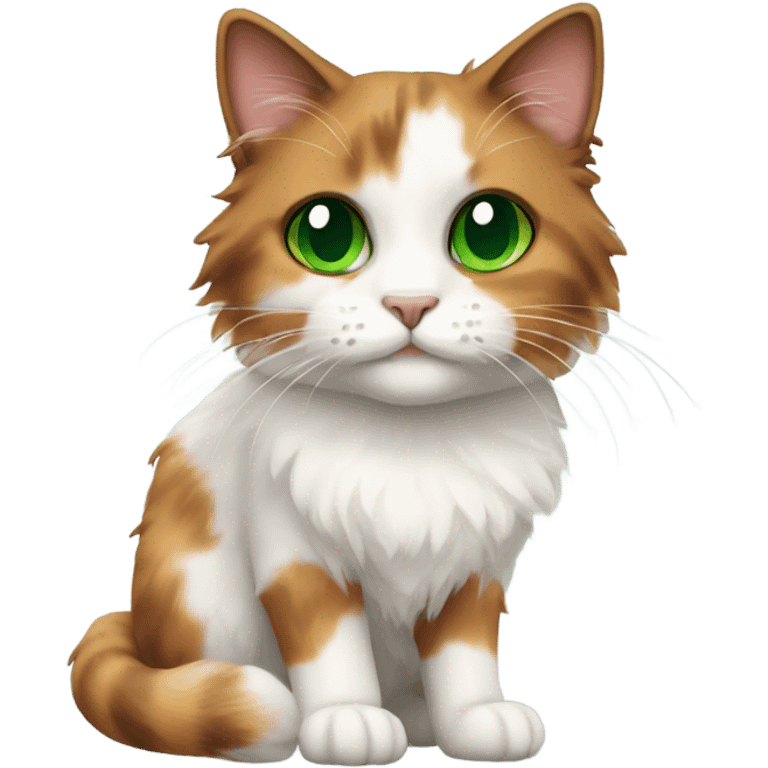 fluffy calico cat with green eyes  emoji