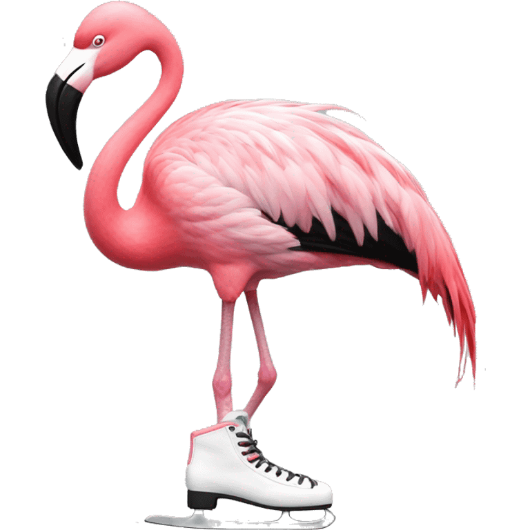 Flamingo wearing skates emoji