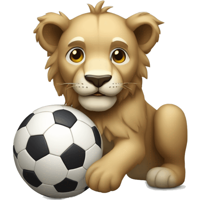 Un leon con un balon de futbol emoji