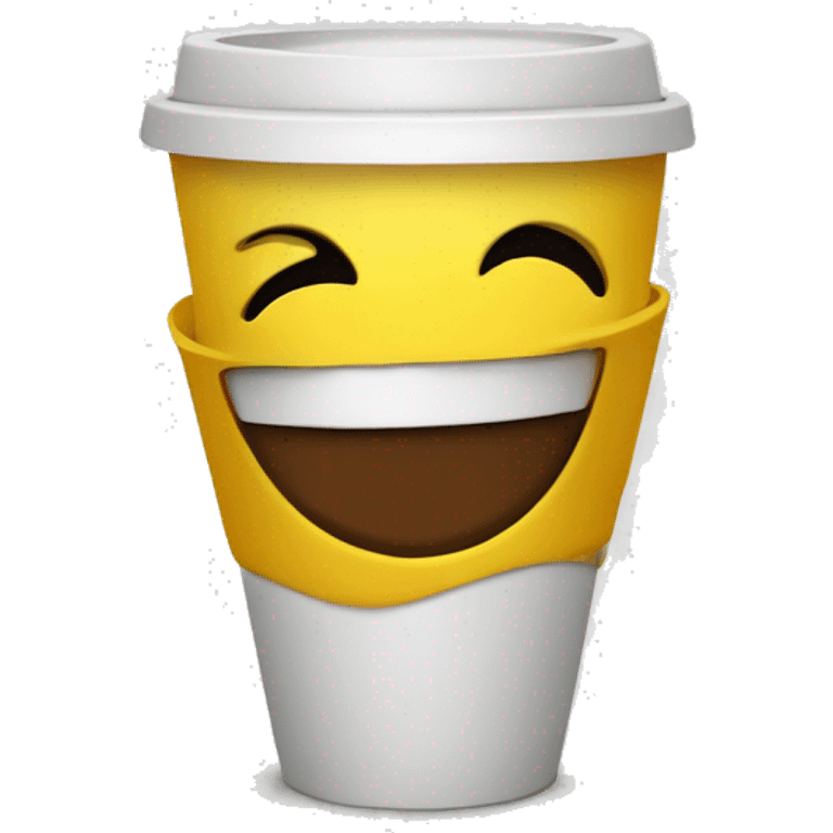 Smiley face emoji with teardeop and with cup a coffee emoji