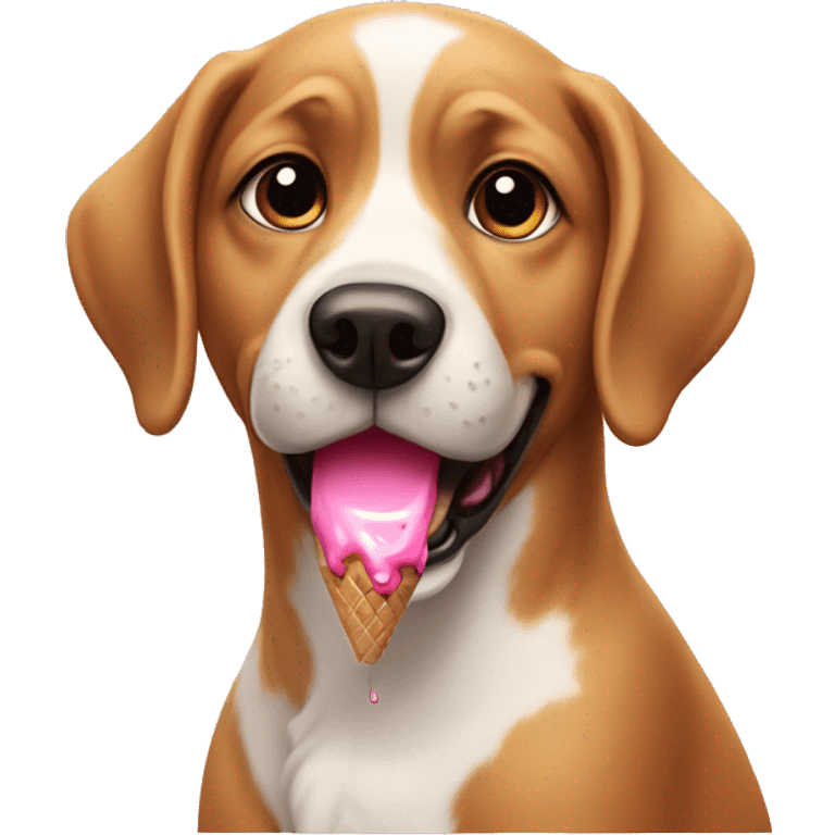 Dog with an ice cream emoji