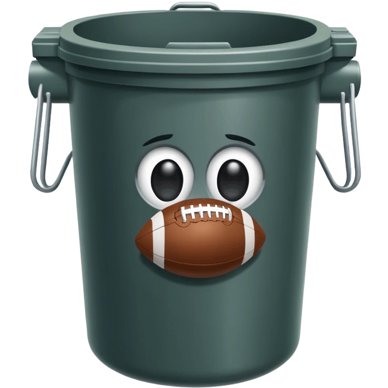 Garbage can with American footbal emoji