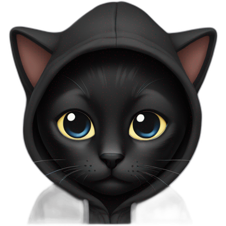 Black Cat with hoodie  emoji