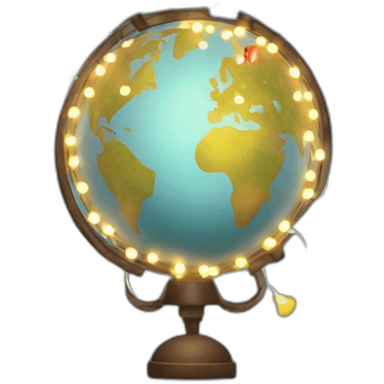 globe with Christmas lights emoji