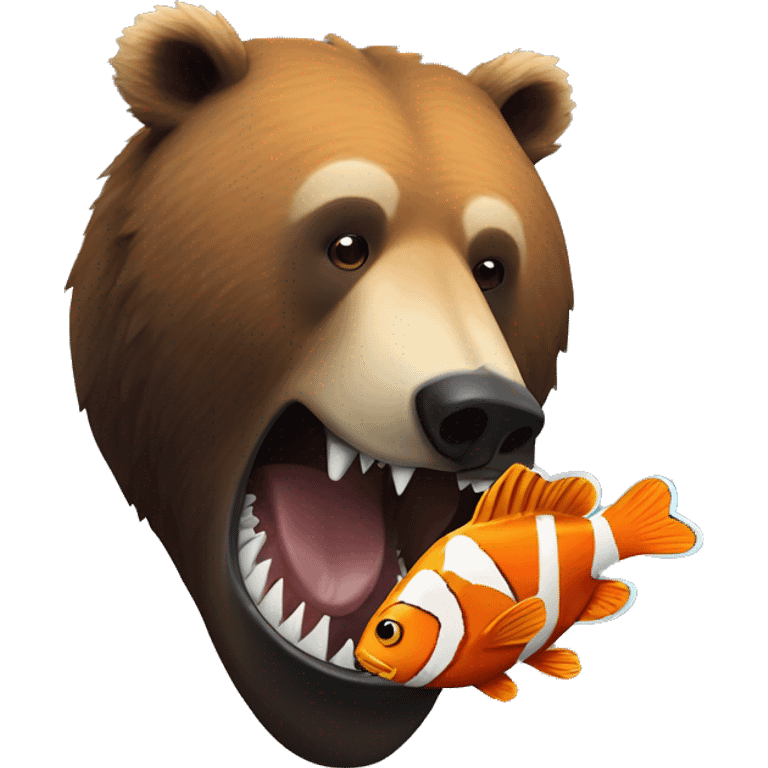 Grizzly bear eats clown fish emoji